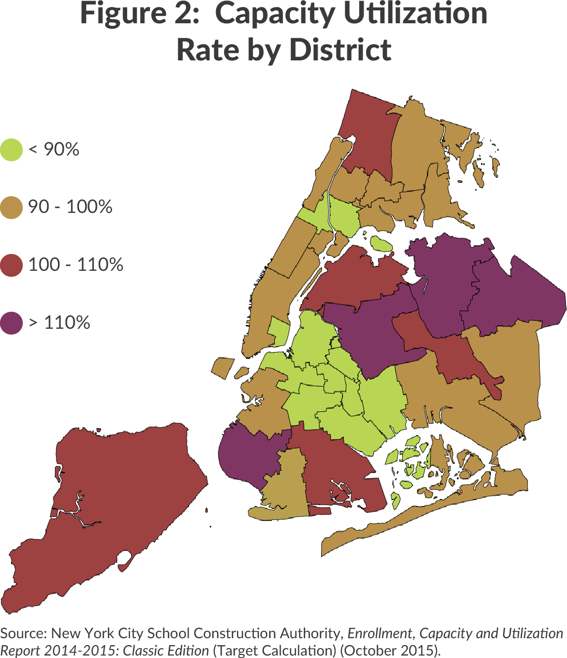Map shows NYC school building utilization by district